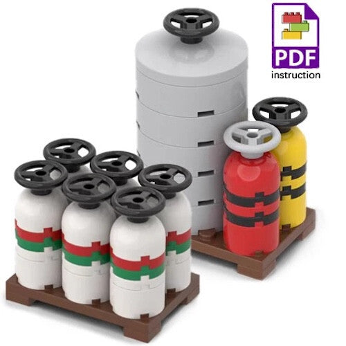 MOC Fuel Gas Tank Wine Barrels Forklift For LEGO Building Blocks Set