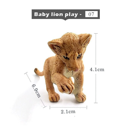 1pc Simulation mini Lion Tiger Lynx Animal Miniature Art Toy Figure Doll