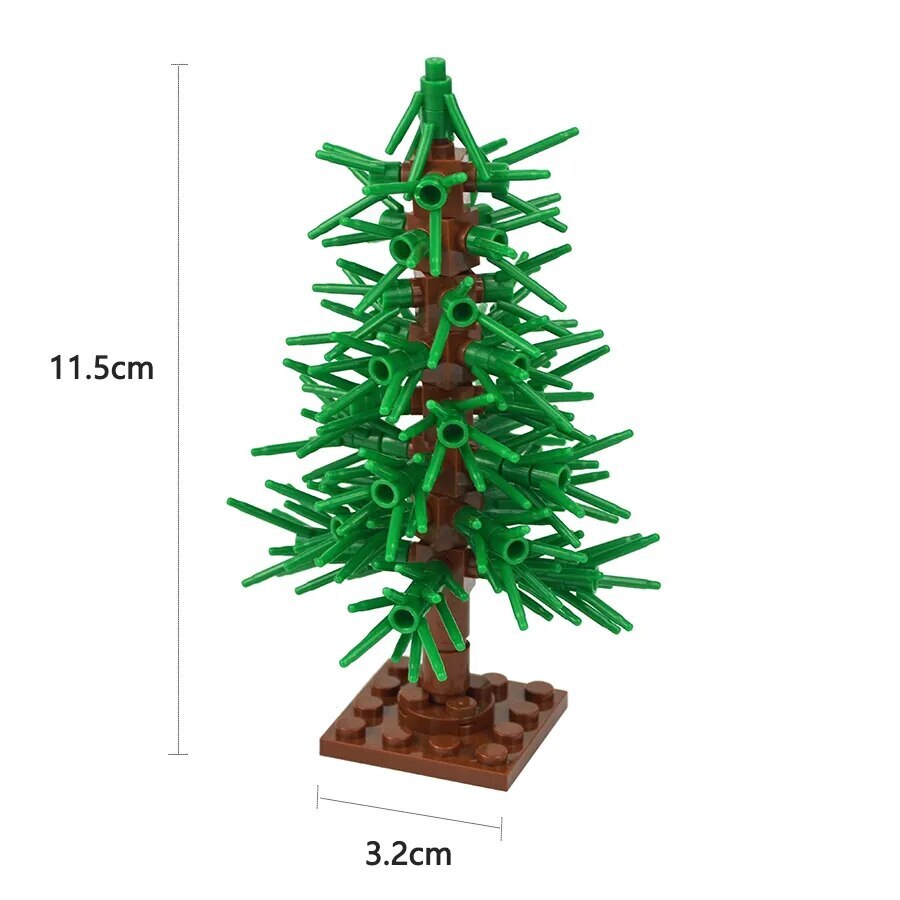 Pine Tree Branch Bush Green Grass Parts for Lego Sets Building Blocks Sets DIY