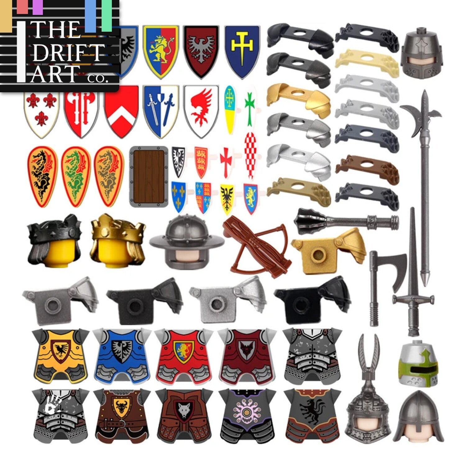 Medieval Military Army Soldier Shield Helmet For LEGO Building Blocks Brick Toy