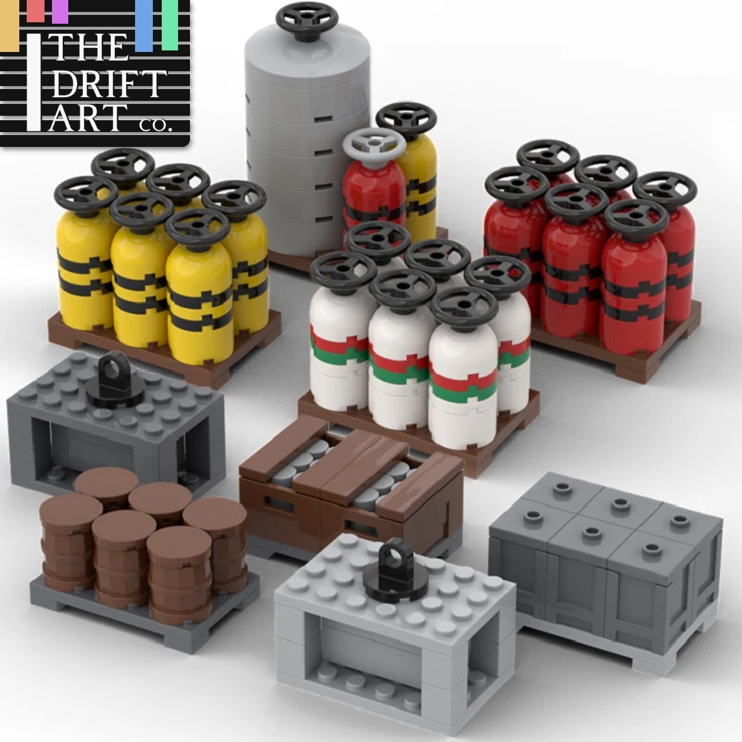 MOC Fuel Gas Tank Wine Barrels Forklift For LEGO Building Blocks Set