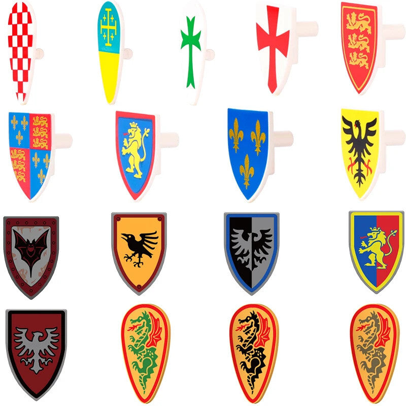 Medieval Military Army Soldier Shield Helmet For LEGO Building Blocks Brick Toy