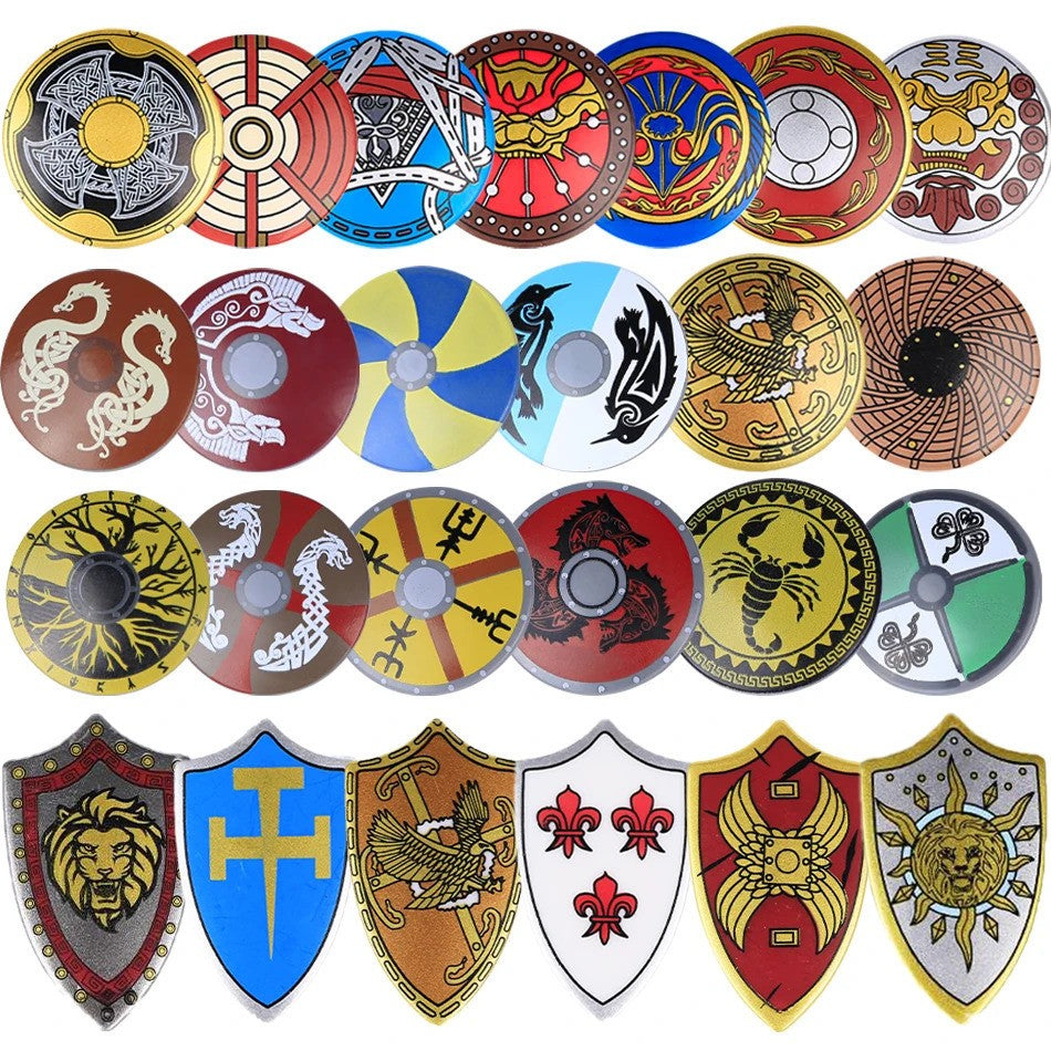 Medieval Military Knights Shields Middle Age For LEGO Building Blocks Brick Toy