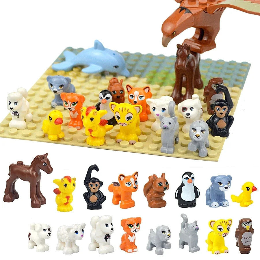 City Animals Cute Dog Sheep Chicken goat pig Cow for LEGO Building Blocks Sets