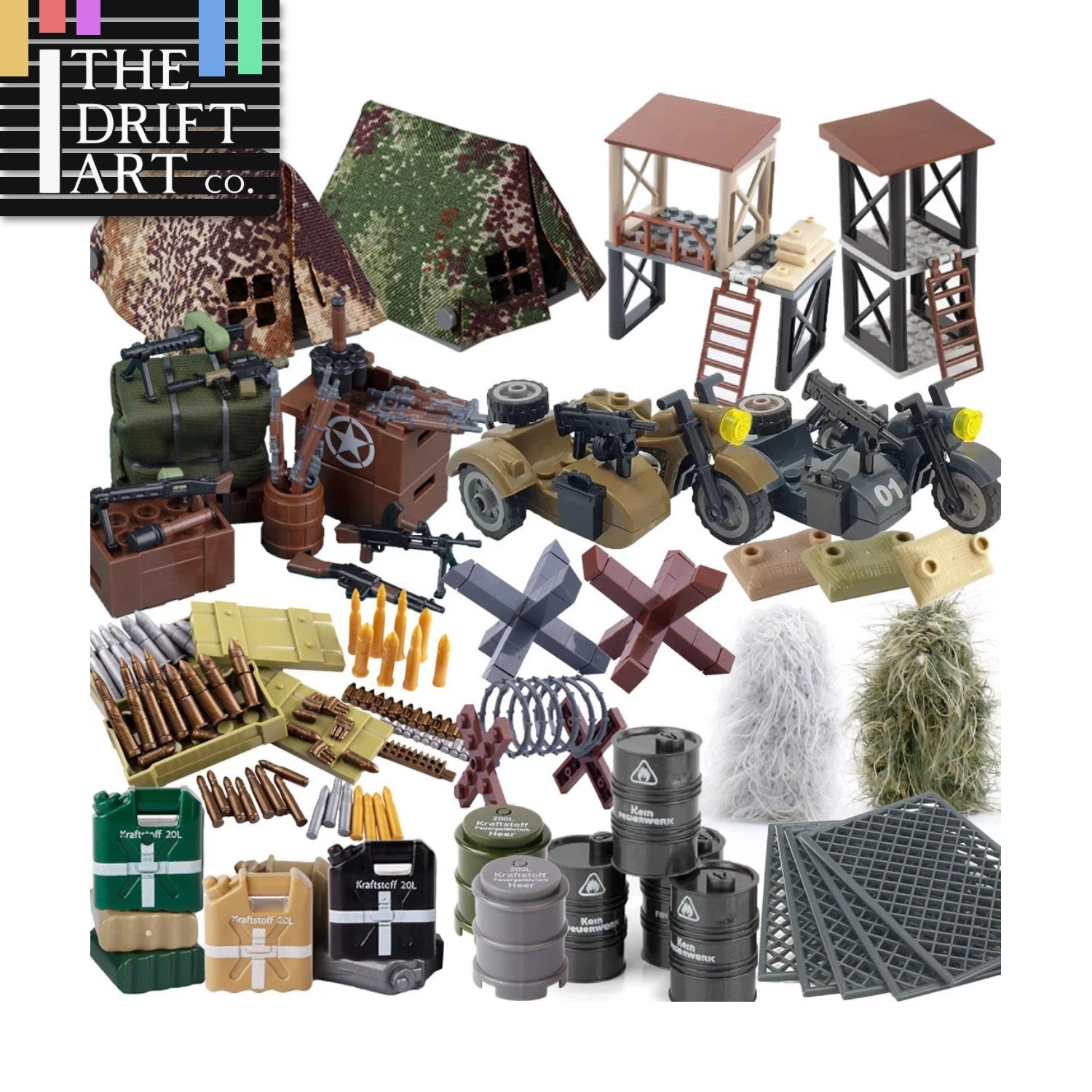 Military Oil Drum Fuel Tank Army War Scene For LEGO Building Blocks Brick Toy