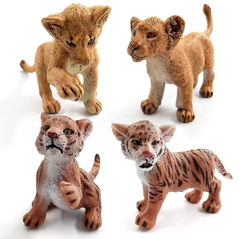 1pc Simulation mini Lion Tiger Lynx Animal Miniature Art Toy Figure Doll