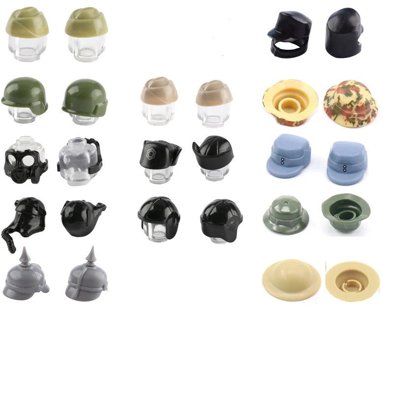 10pcs Military Soldier Trooper Helmet Hat Mask For LEGO Building Block Brick Toy