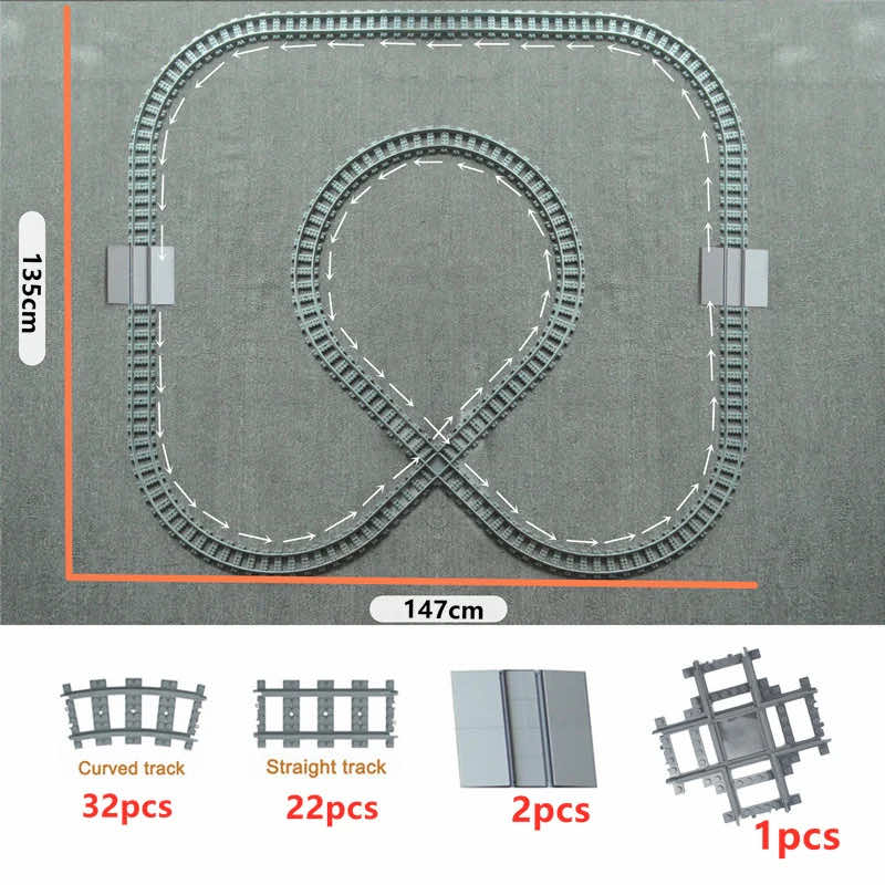 City Rail Flexible Tracks for LEGO Kit Train Building Blocks Sets DIY - 20 Sets! | The Drift Art Co. 17