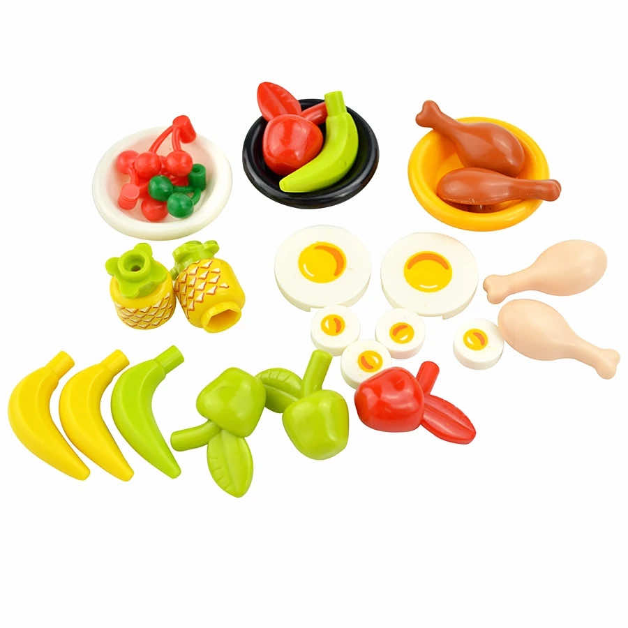 City Food Hamburger Fries Cake Chocolate Pizza for Lego Building Blocks Set DIY