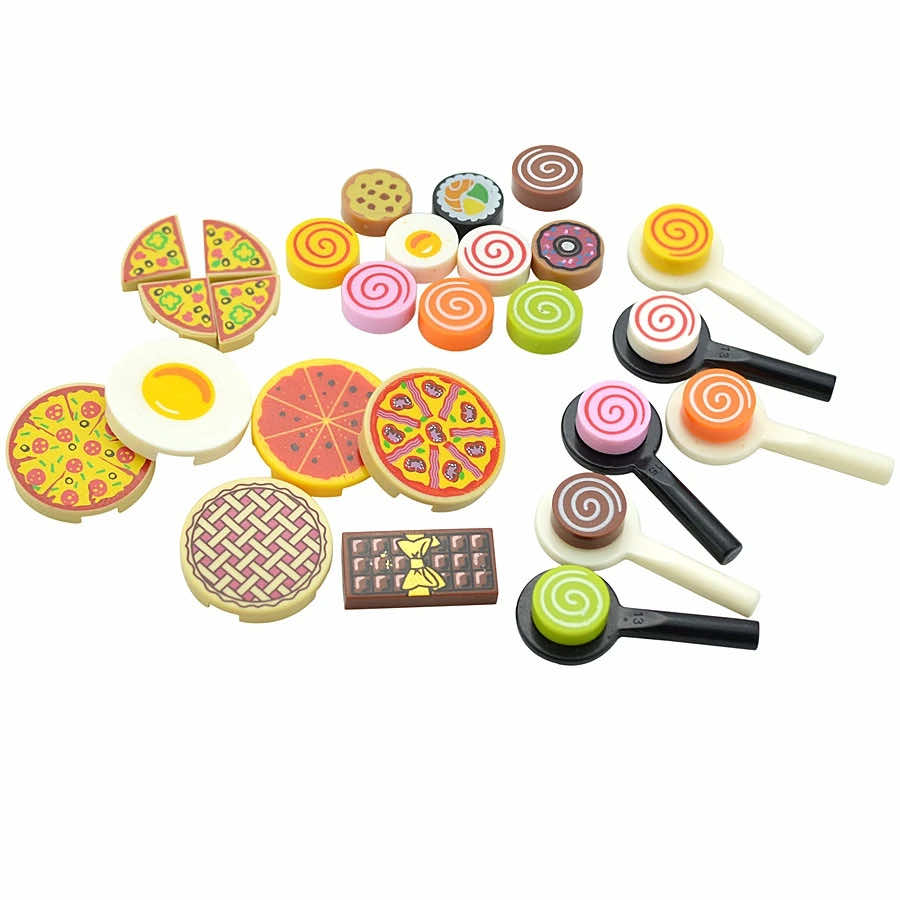 City Food Hamburger Fries Cake Chocolate Pizza for Lego Building Blocks Set DIY