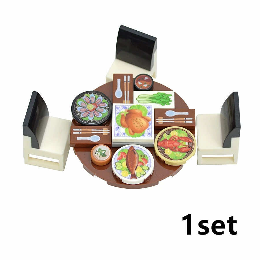 City House TV Desk Chair Furniture Phone For Lego Sets Building Blocks Set DIY