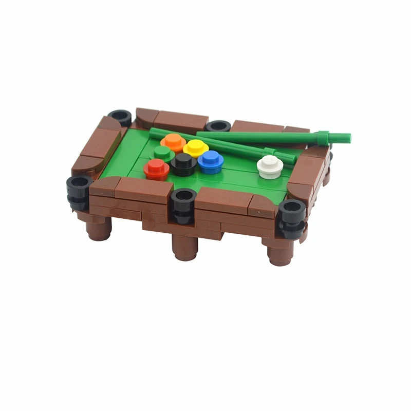 Escritorio con forma de árbol de Navidad, mesa de billar, sofá, juego de bloques de construcción Lego