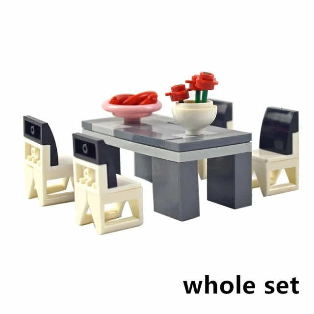 Escritorio con forma de árbol de Navidad, mesa de billar, sofá, juego de bloques de construcción Lego