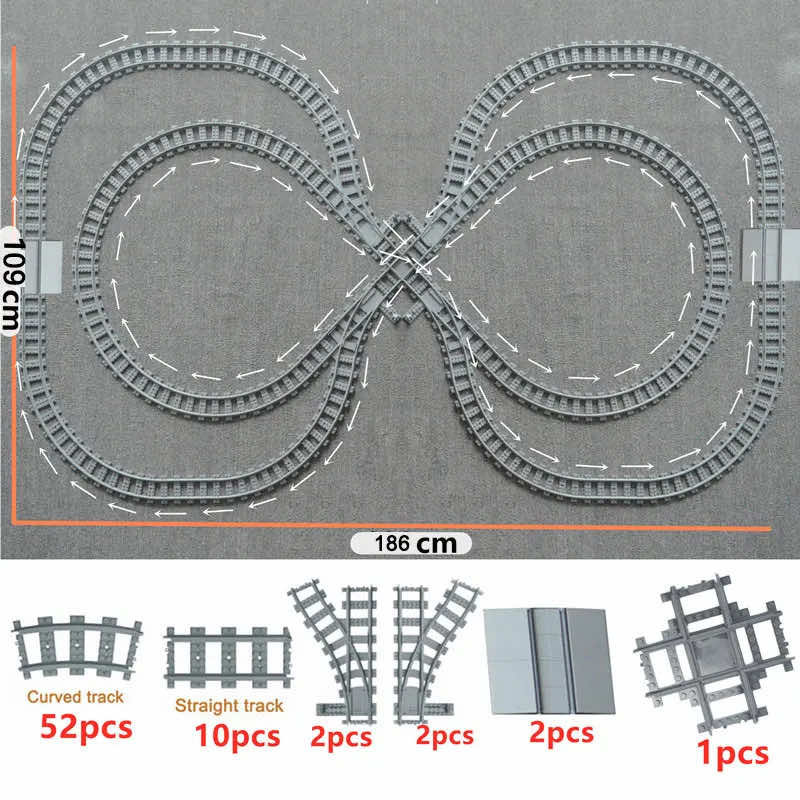 City Rail Flexible Tracks for Lego Kit Train Building Blocks Sets DIY - 20 Sets! | The Drift Art Co. 12