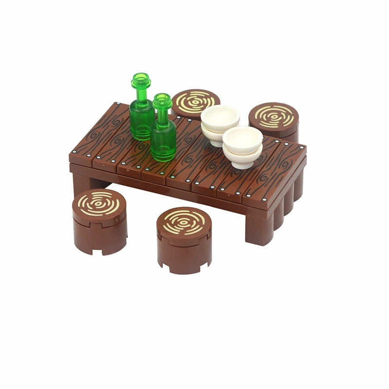 Escritorio con forma de árbol de Navidad, mesa de billar, sofá, juego de bloques de construcción Lego