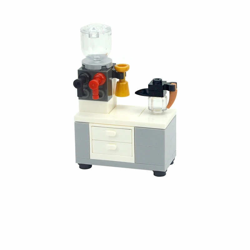 Escritorio con forma de árbol de Navidad, mesa de billar, sofá, juego de bloques de construcción Lego