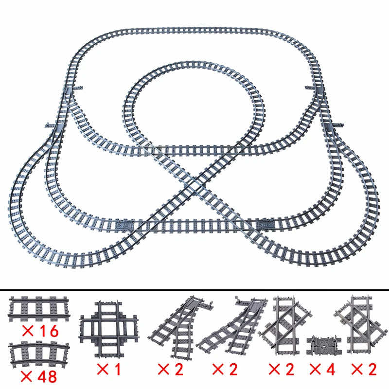 Track Straight Curved Crossing Rail for Lego Train Building Block DIY - 60 Sets! | The Drift Art Co. 37
