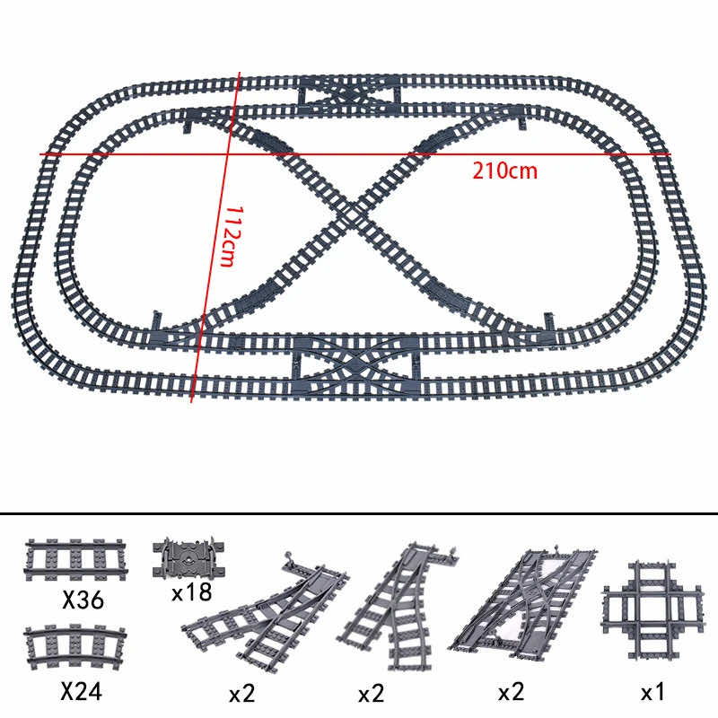 Track Straight Curved Crossing Rail for Lego Train Building Block DIY - 60 Sets! | The Drift Art Co. 53