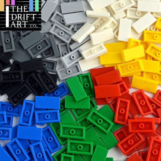 200pcs Ceramic Smooth Flat Tile 1x2 Building Blocks Bricks Toy DIY - Many colors -  - The Drift Art Co.