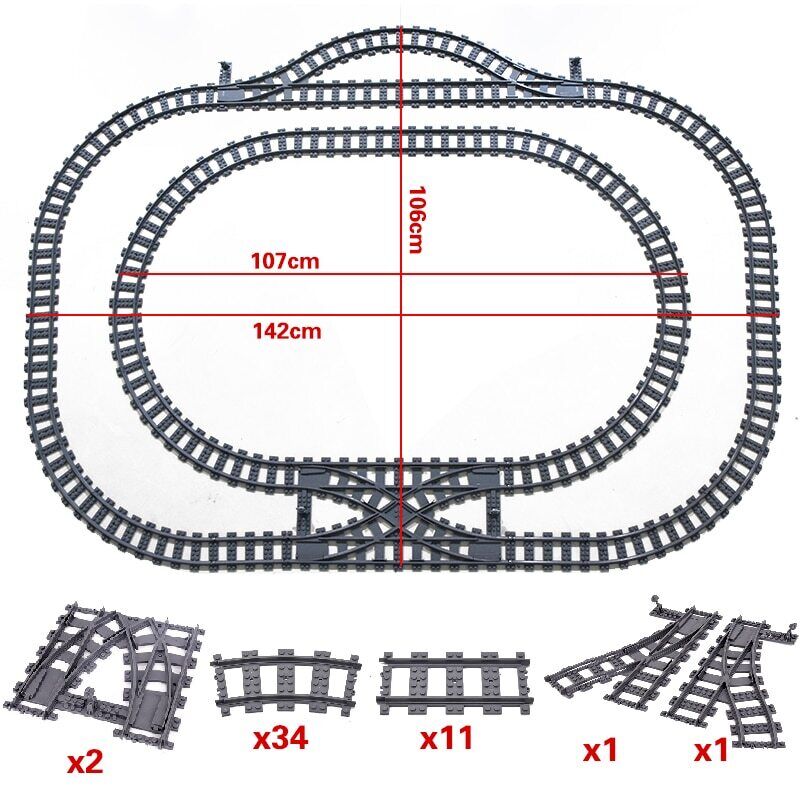 Track Straight Curved Crossing Rail for Lego Train Building Block DIY - 60 Sets! | The Drift Art Co. 2