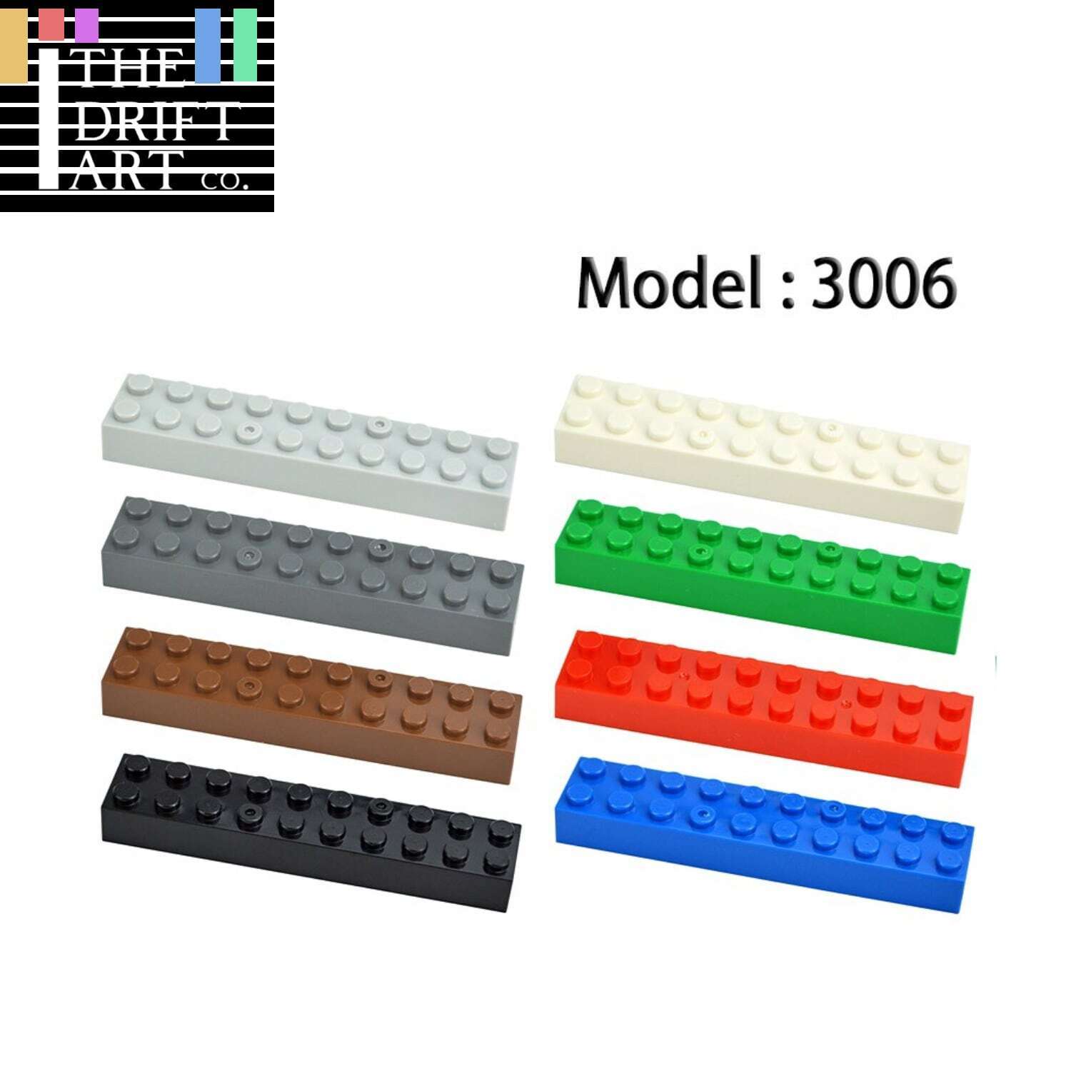 10pcs 2x10 Thick 3006 Brick Basic Building Blocks Bricks Toy DIY - 8 Colors!! | The Drift Art Co. 1