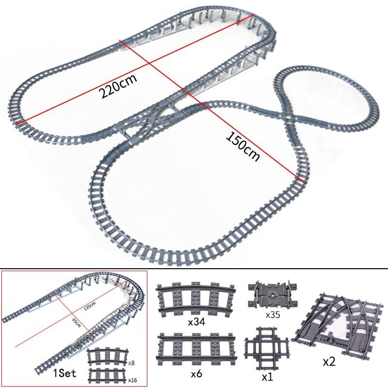 Track Straight Curved Crossing Rail for Lego Train Building Block DIY - 60 Sets! | The Drift Art Co. 7