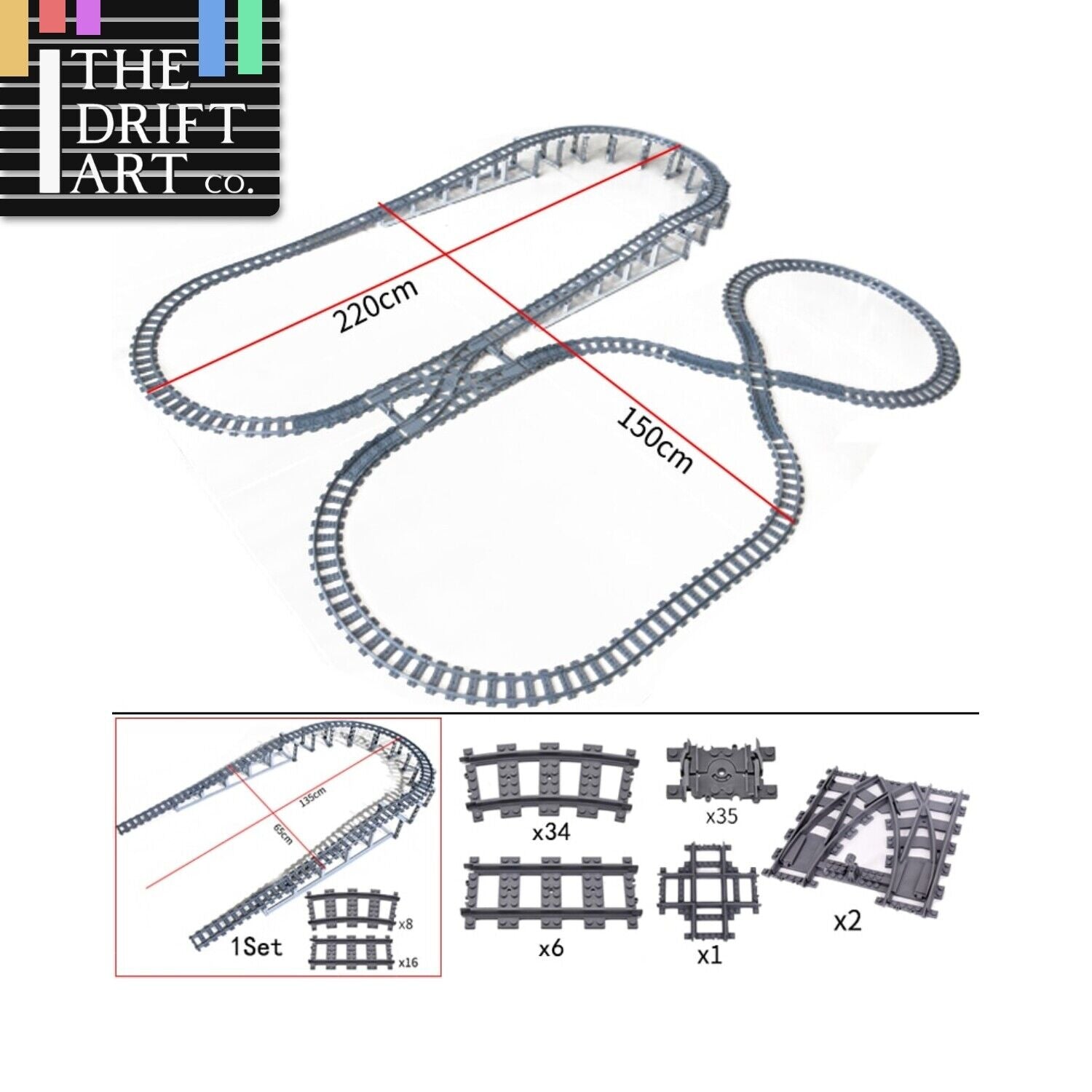 Track Straight Curved Crossing Rail for Lego Train Building Block DIY - 60 Sets! | The Drift Art Co. 1
