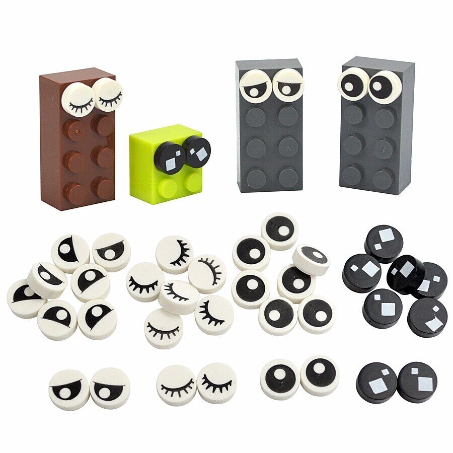 40pcs 98138 Part 1x1 Tile Round Eyelash Pupile For Lego Building Blocks Sets DIY - - The Drift Art Co.