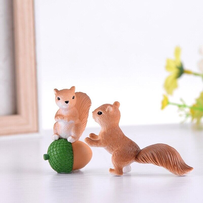 4pc Cute Squirrel Elf Nut Animal Miniature Garden Home Art Toy Figure Doll DIY - - The Drift Art Co.