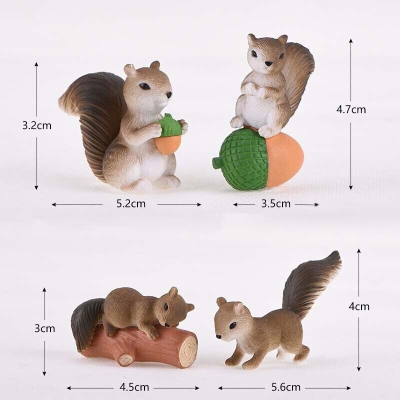 4pc Cute Squirrel Elf Nut Animal Miniature Garden Home Art Toy Figure Doll DIY - - The Drift Art Co.