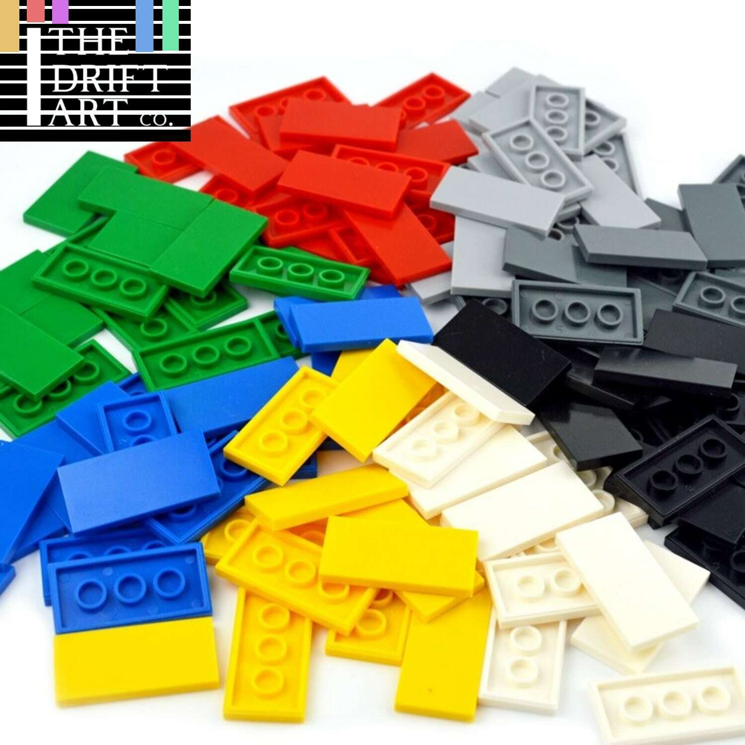 50pcs Ceramic Flat Tile 2x4 Building Blocks Bricks Toy DIY - Many colors -  - The Drift Art Co.