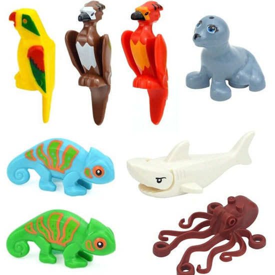 City Animals Zoo Dinosaur Shark Cat Dog Turtle for Sets Building Blocks Sets DIY