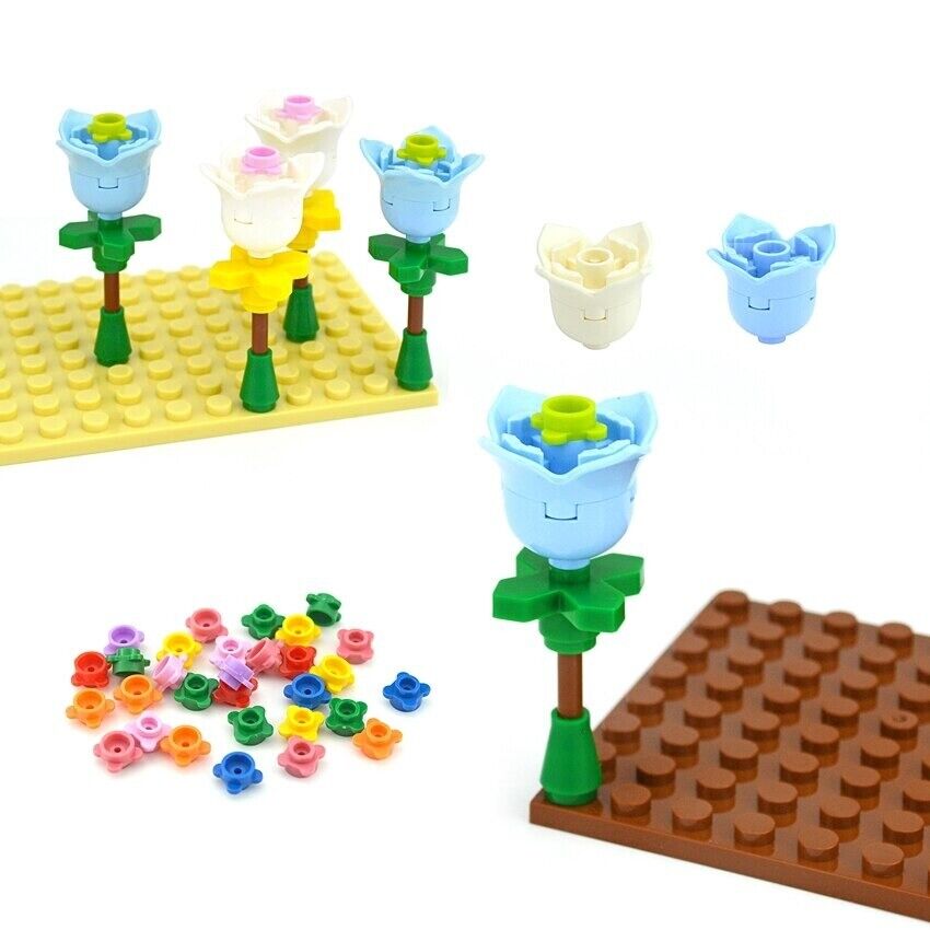 Flowers Rose Tulip Plant Leaves 2x2 15469 For Lego Building Blocks Sets DIY - Plant & Flower - - The Drift Art Co.