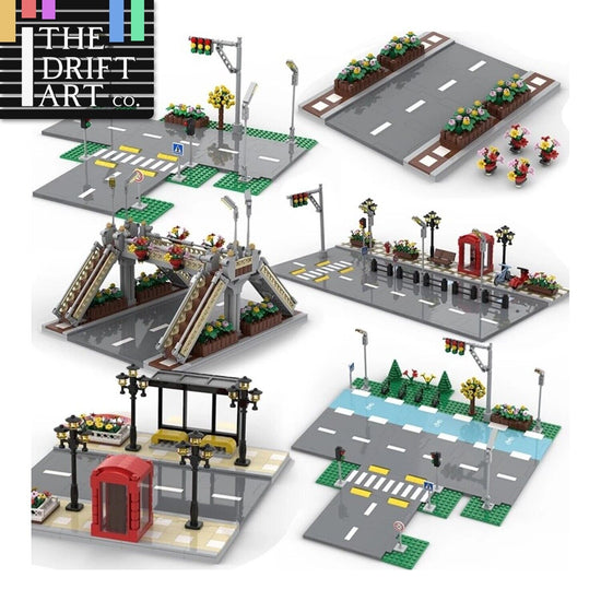 MOC City Road Traffic Lights Sign Street para Lego Kit Building Blocks Sets DIY