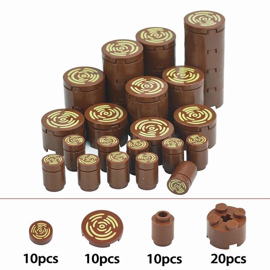 MOC Round 2x2 With Tree Stump Wood Grain Part for Lego Building Blocks Sets DIY - LEGO (R) Bricks, Pieces & Parts - - The Drift Art Co.