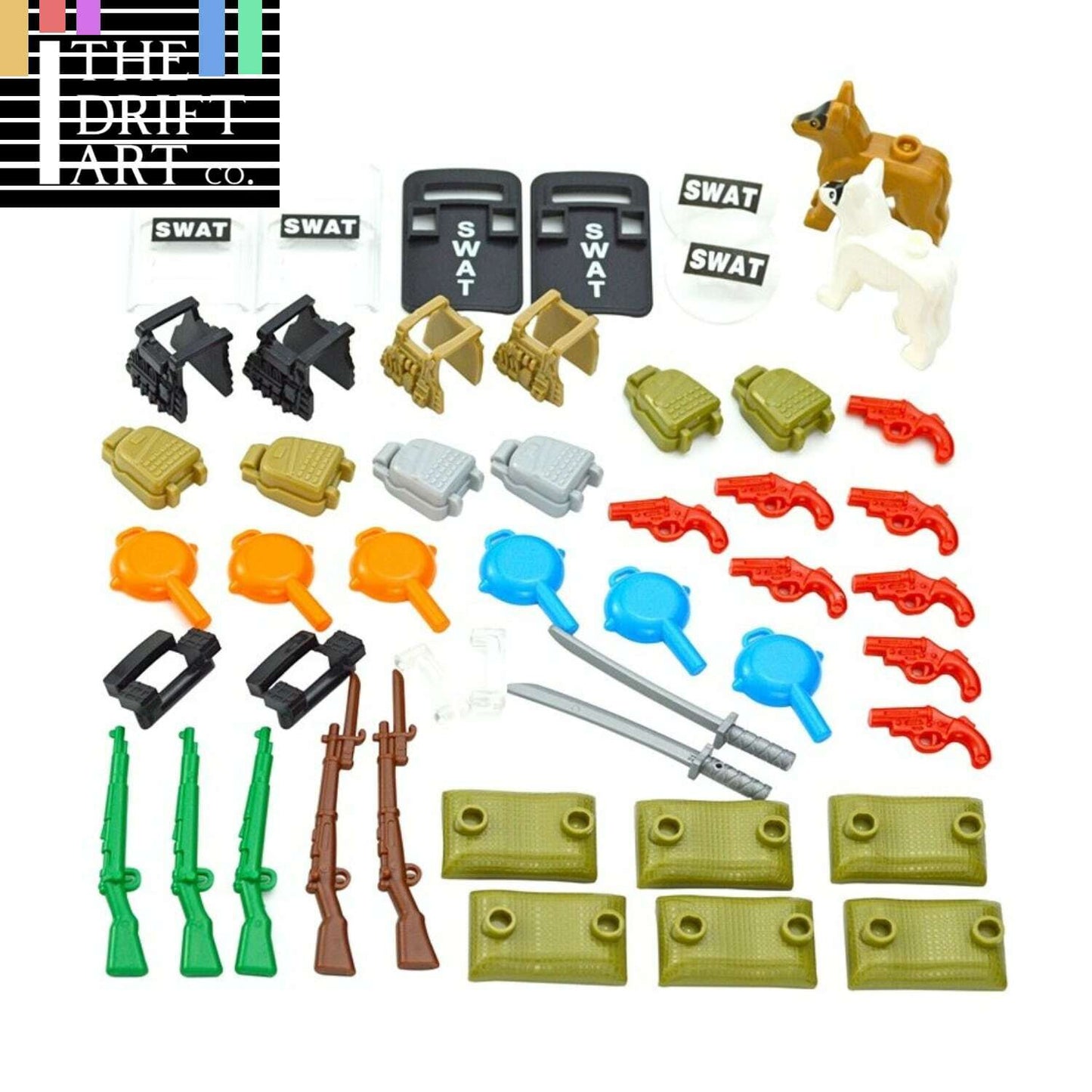 Military Dog Shield Rifle Guns Army WW2 Soldier Figures Building Blocks Toy DIY - - The Drift Art Co.#variant_sku#
