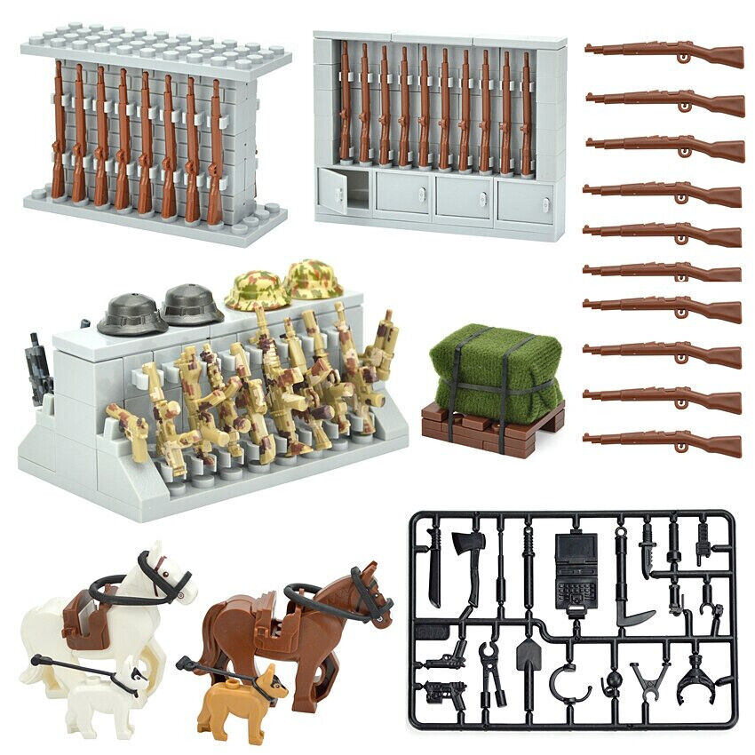 Military Weapon Gun Rifle Rack Cargo Horses Building Blocks Brick Set Toy DIY - - The Drift Art Co.