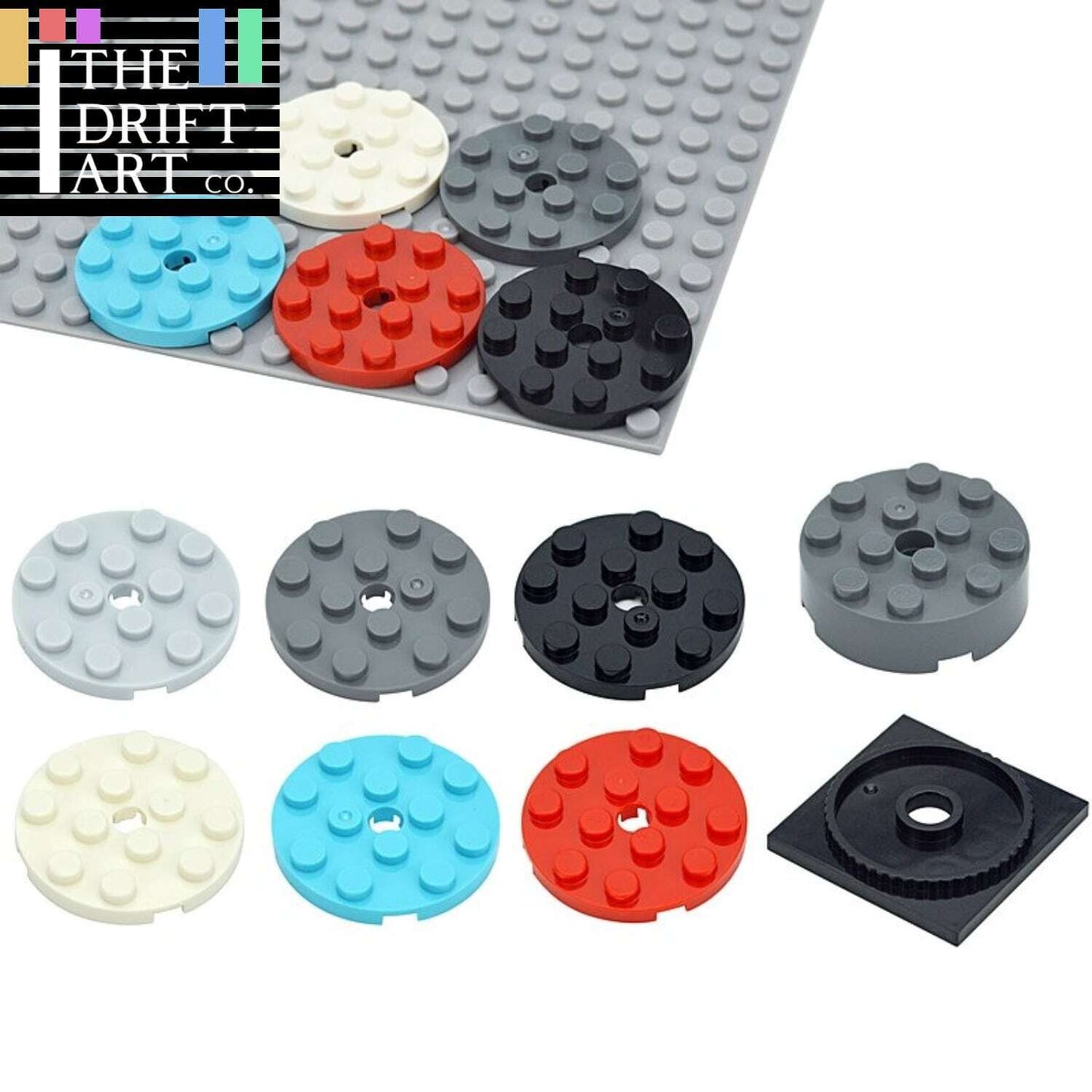 Round Plate 4 x 4 with Pin Hole 60474 87081 61485 Brick Building Blocks Sets - - The Drift Art Co.