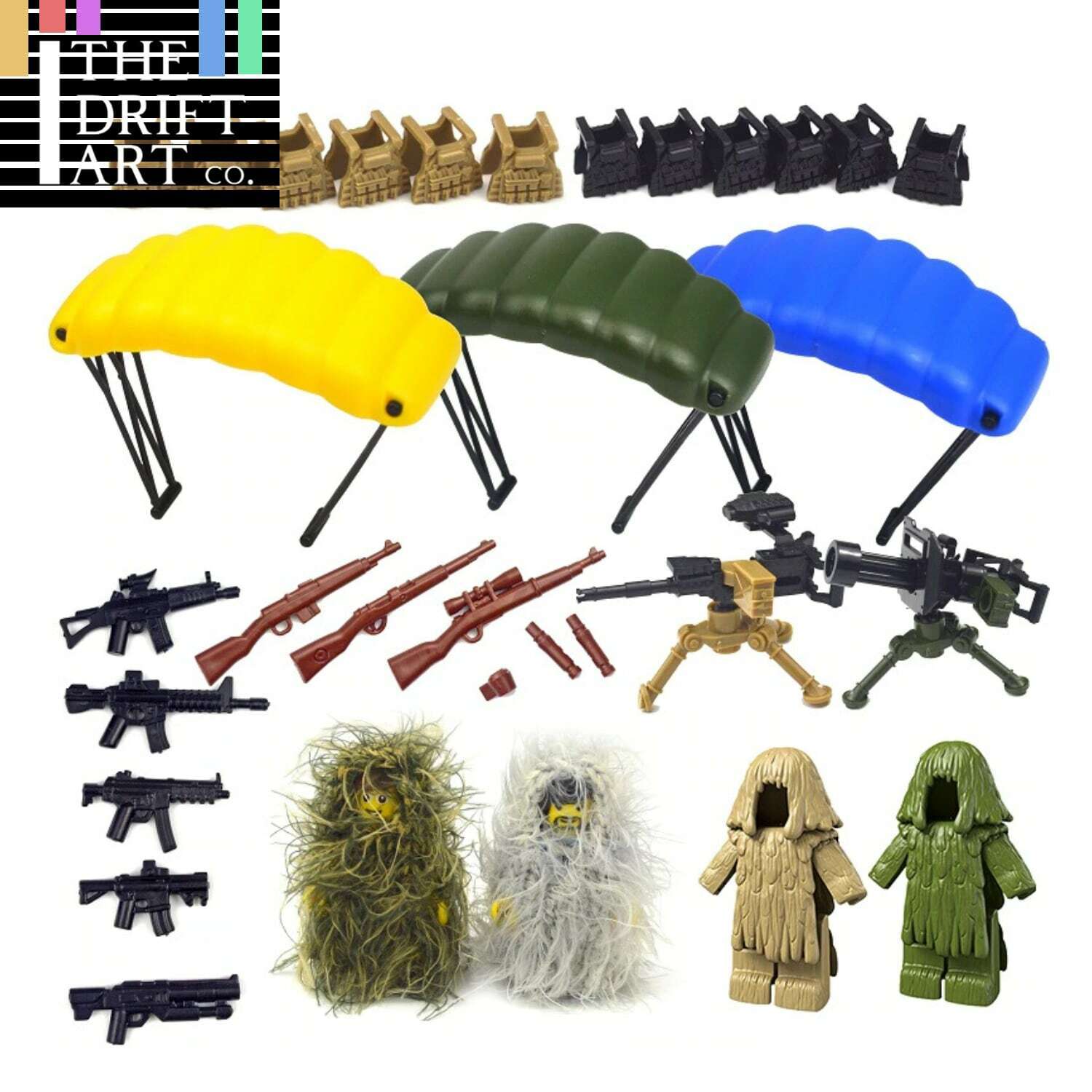 Swat Weapon Soldier Guns Fence Ghillie Army WW2 Figures Building Blocks Toy DIY - Minifigure - - The Drift Art Co.