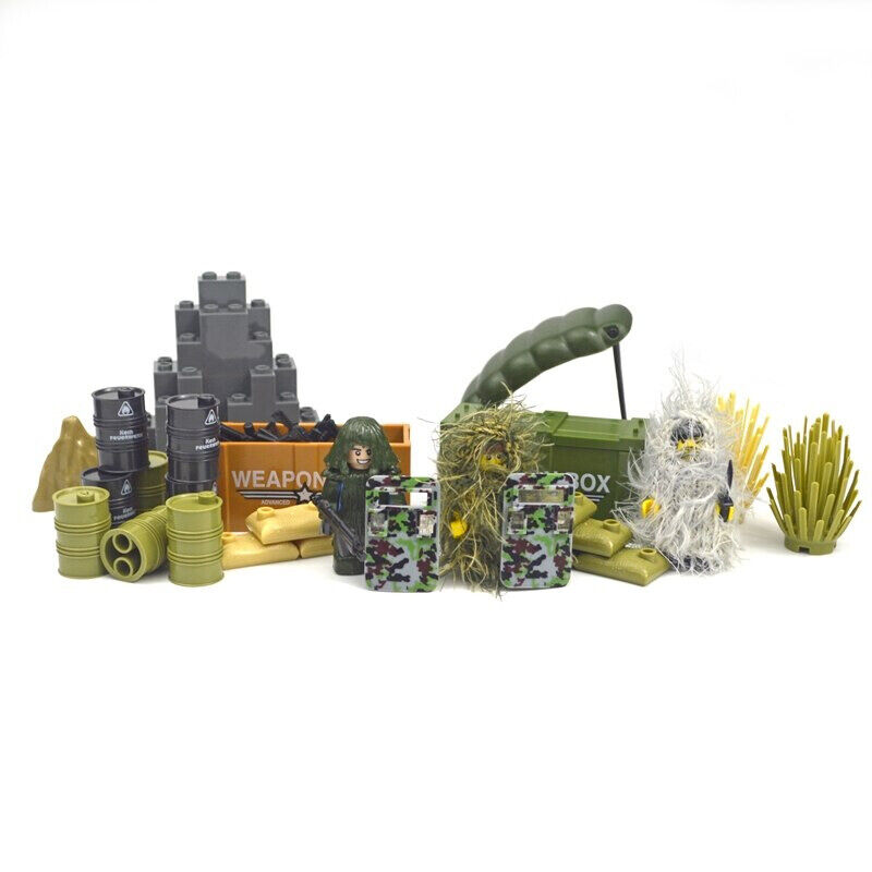 Swat Weapon Soldier Guns Fence Ghillie Army WW2 Figures Building Blocks Toy DIY - Minifigure - - The Drift Art Co.