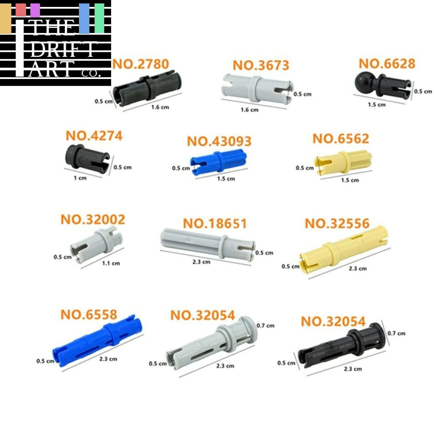 Technic Parts for Lego Kits Pin Peg Cross Axle 2780 3673 Building Blocks Set DIY - - The Drift Art Co.