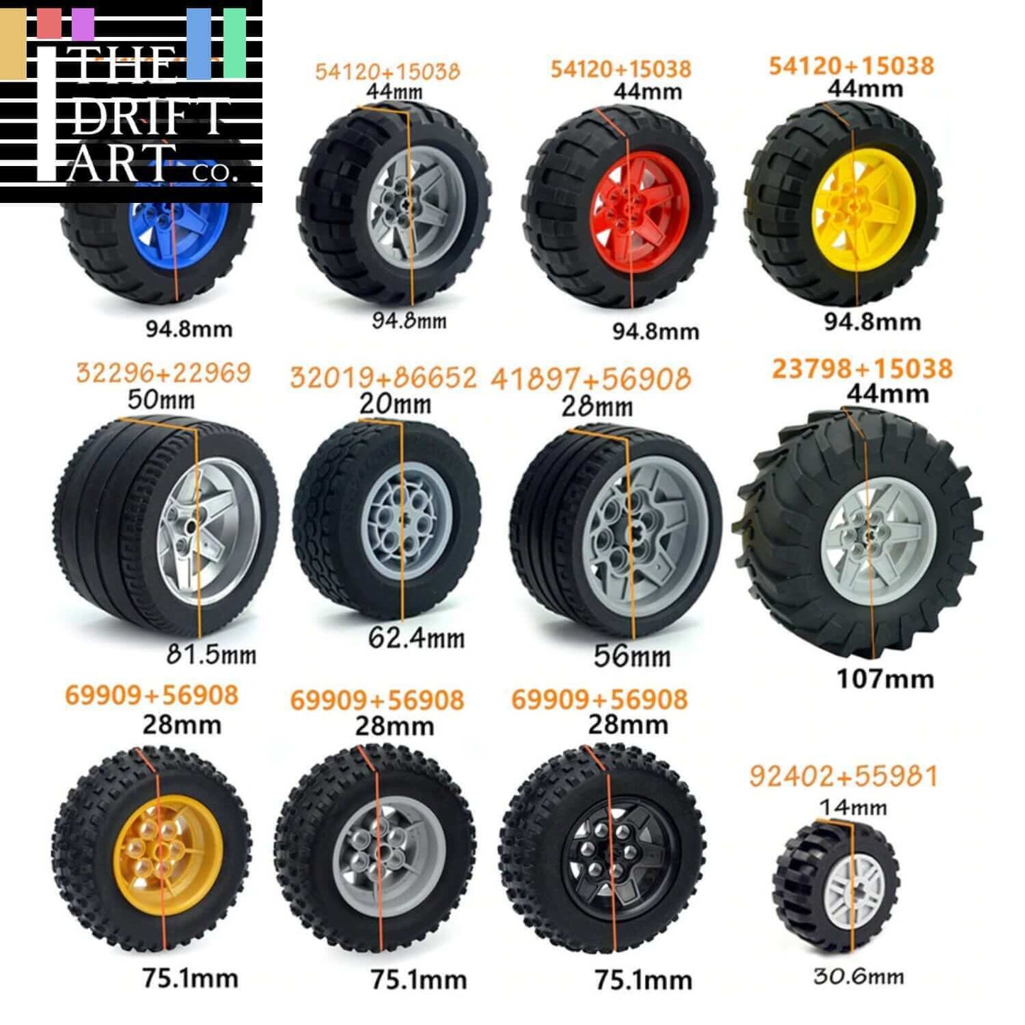 Technic Parts for Lego Kits Tire Wheel Hub RC Car Building Blocks Model Sets DIY - - The Drift Art Co.