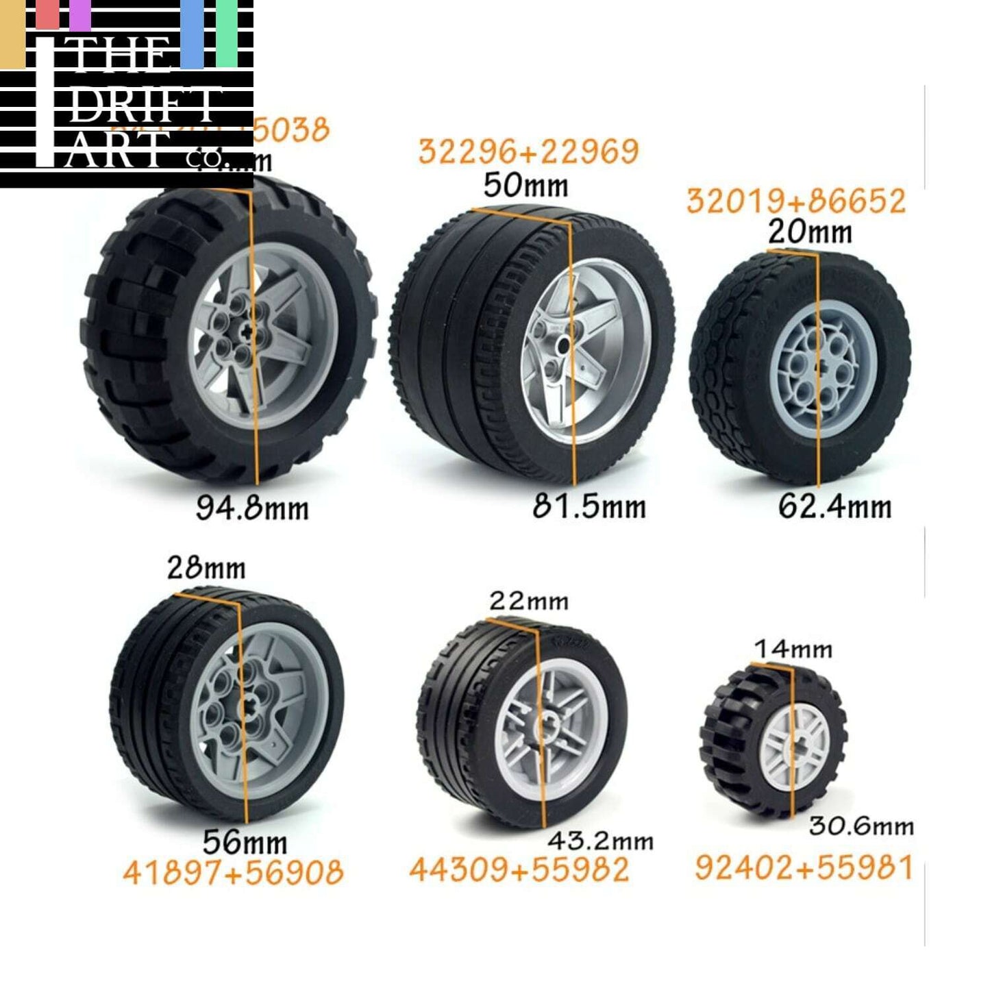 Technic Parts for Lego Kits Tire Wheel Hub RC Car Building Blocks Model Sets DIY - - The Drift Art Co.