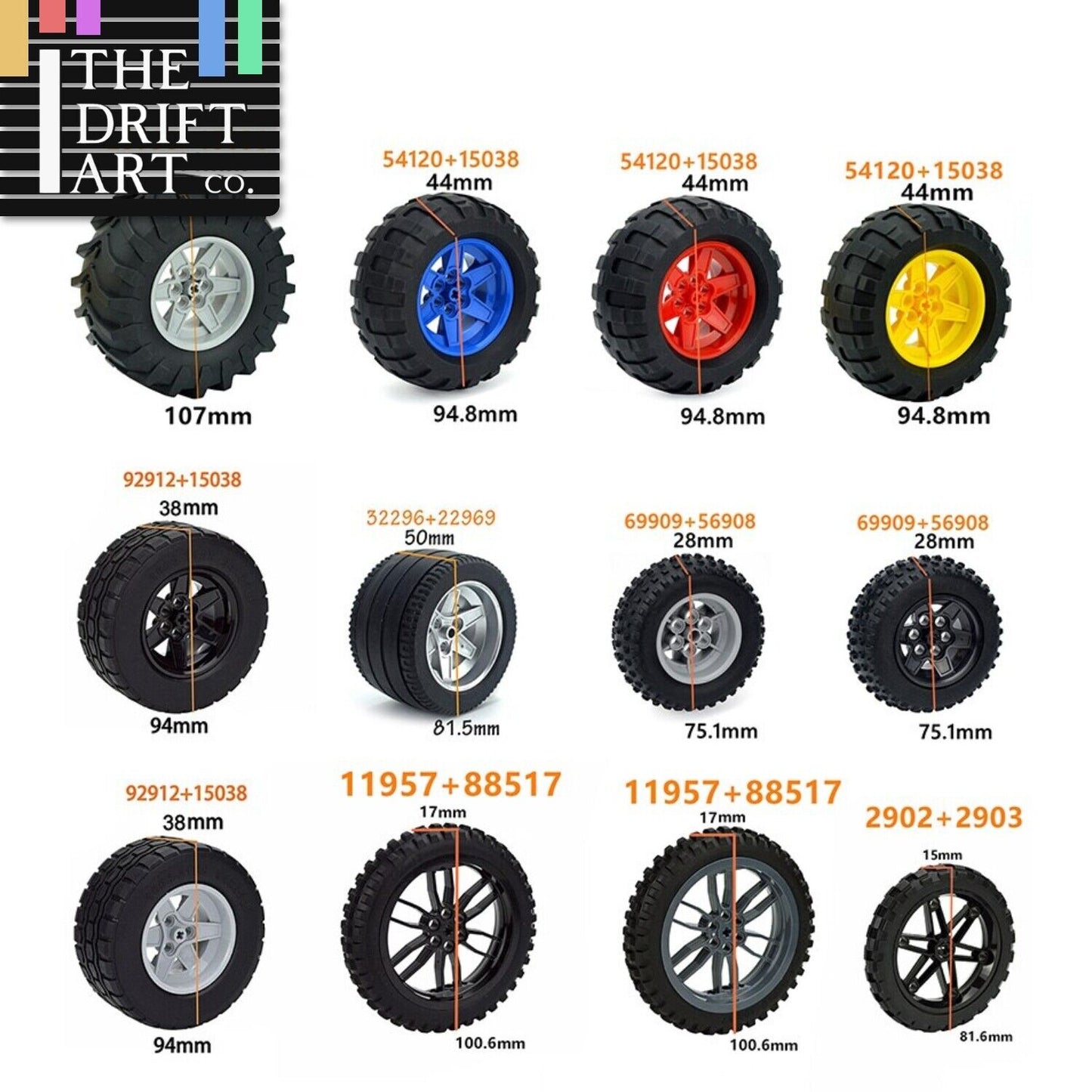 Tire Wheel Car Motorcycle Technic Parts for Lego Building Blocks Model Sets DIY - - The Drift Art Co.