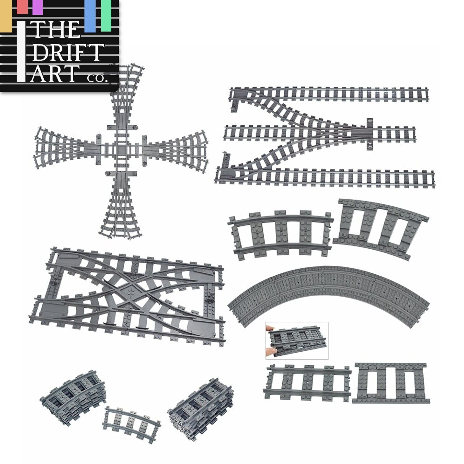 Track Crossing Switch Forked Rail for Lego Kit Train Building Blocks Sets DIY - LEGO (R) Bricks, Pieces & Parts - - The Drift Art Co.