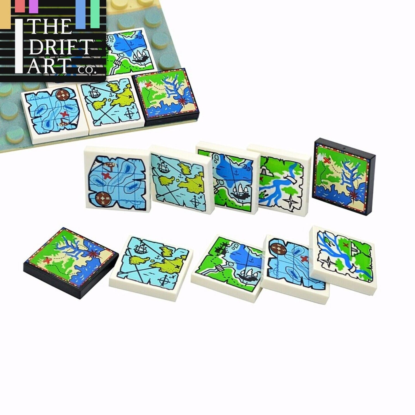 Treasure Navigation Map 10pcs 3068 2x2 For Lego Building Block Brick Sets DIY - - The Drift Art Co.