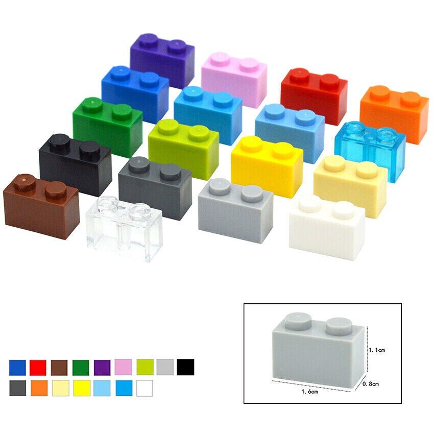 100pcs 1x2 Thick Brick 3004 Educational Building Block Bricks Toy  - 18 Colors -  - The Drift Art Co.