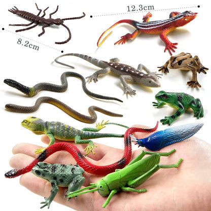 12pcs Frog grasshopper insect snake lizard Animal Miniature Art Toy Figure Doll -  - The Drift Art Co.