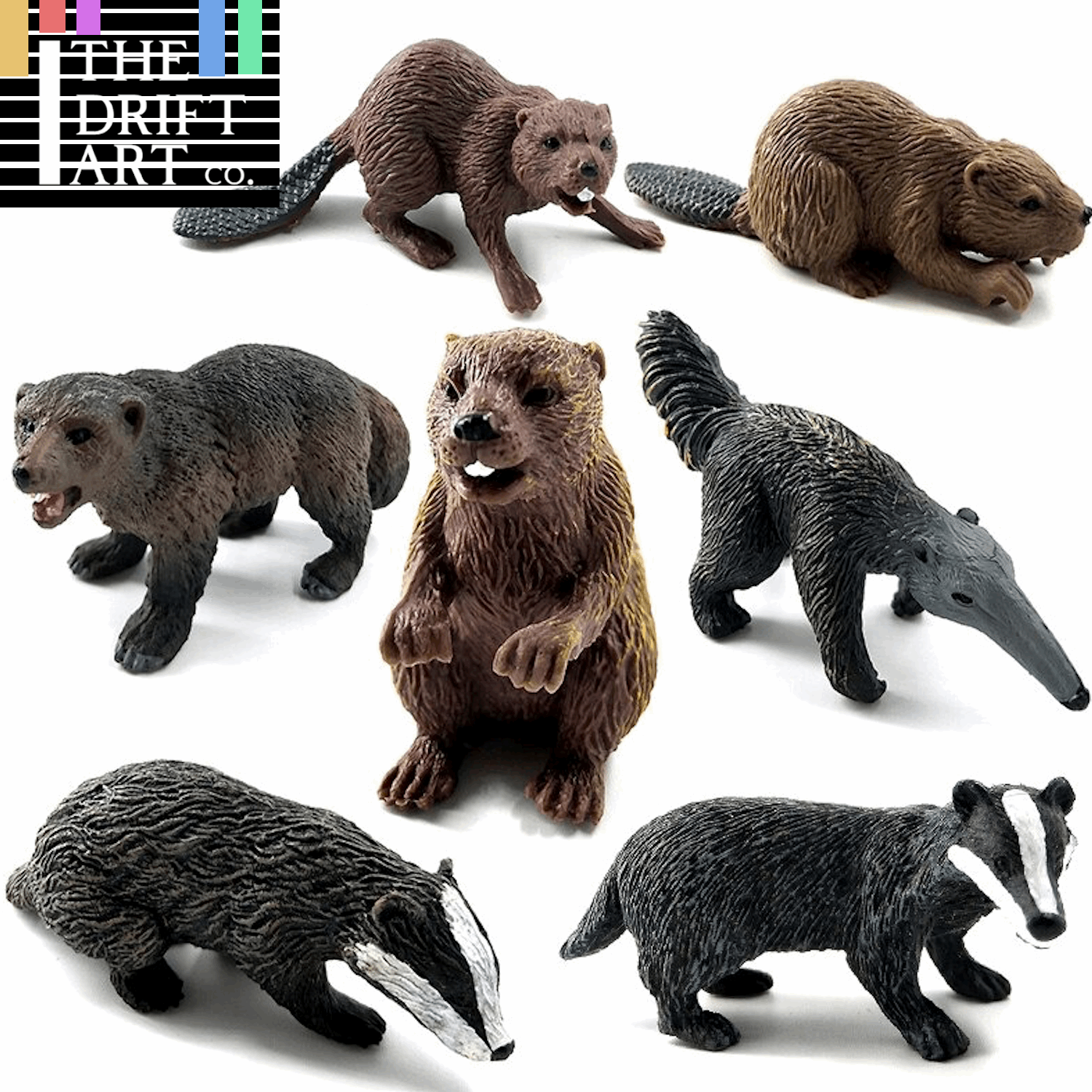 1pc Badger Wolverine Anteater Beaver Animal Miniature Art Toy Figure Doll DIY - Action Figure -  - The Drift Art Co.
