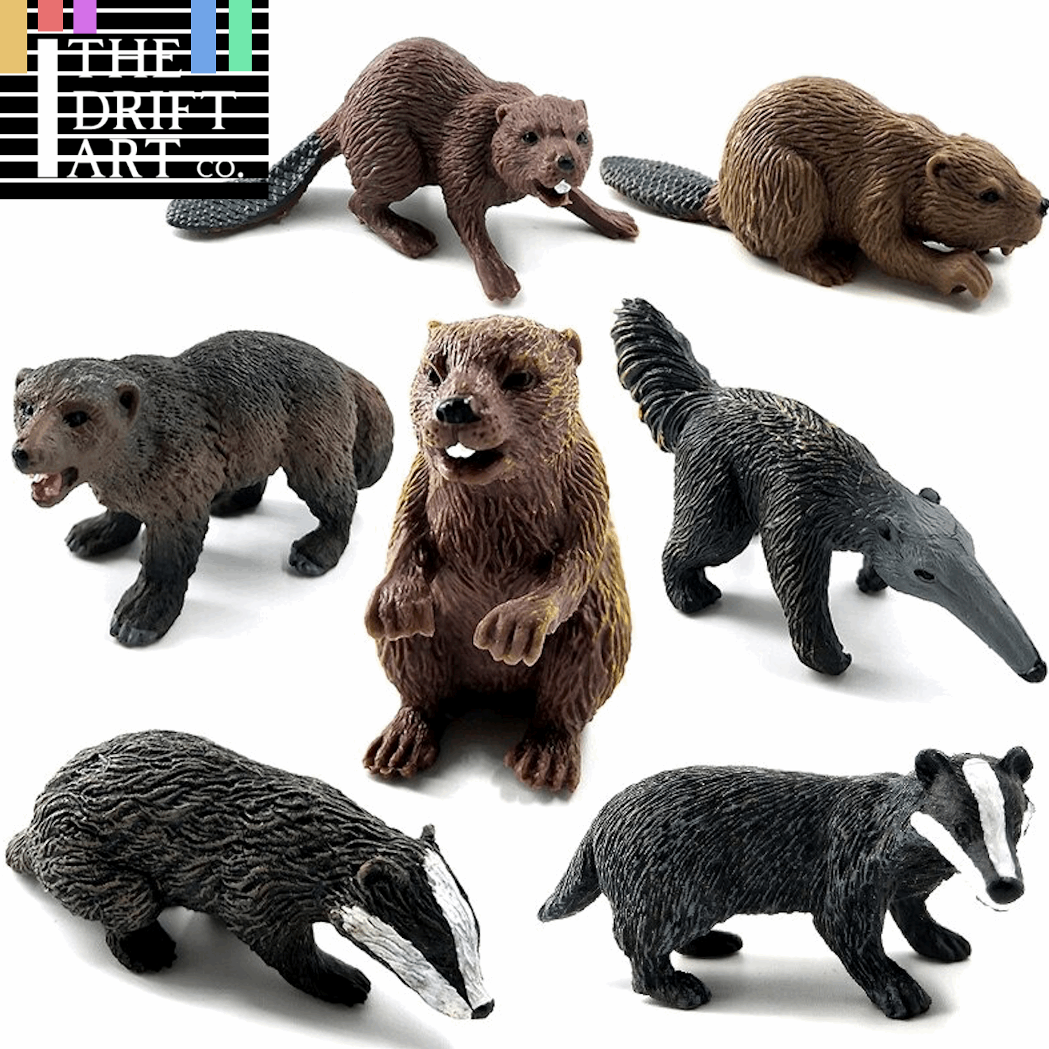 1pc Badger Wolverine Anteater Beaver Animal Miniature Art Toy Figure Doll DIY -  - The Drift Art Co.